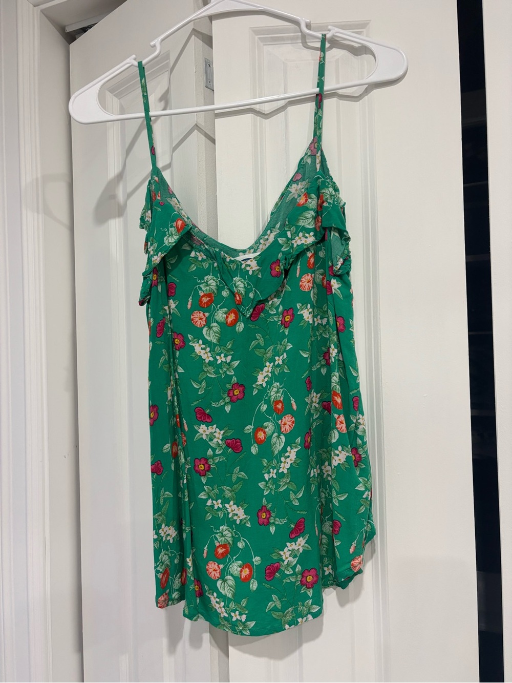Green Floral Ruffle Cami